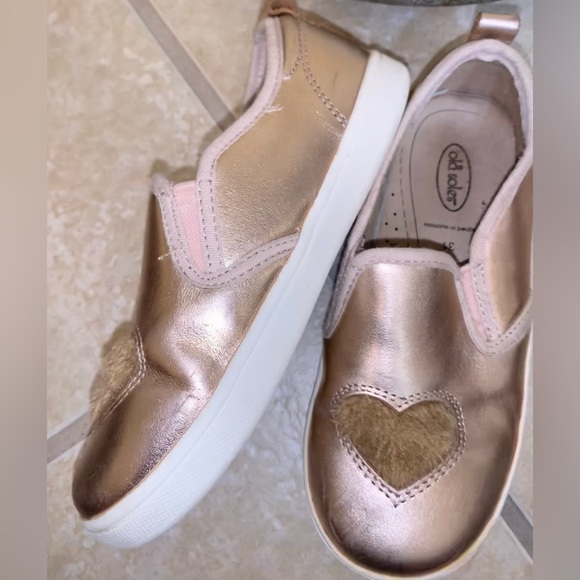 Old Soles Rose Gold slip on tennis shoes girl’s size 31 US 13.5 - Picture 7 of 15